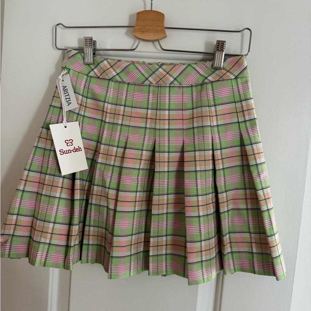 Aritzia Sunday Best Olive Mini Pleated Skirt New With Tags